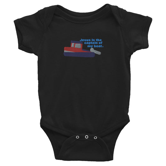 Jesus Is the Captain of My Boat (RB) Embroidered Baby Bodysuit