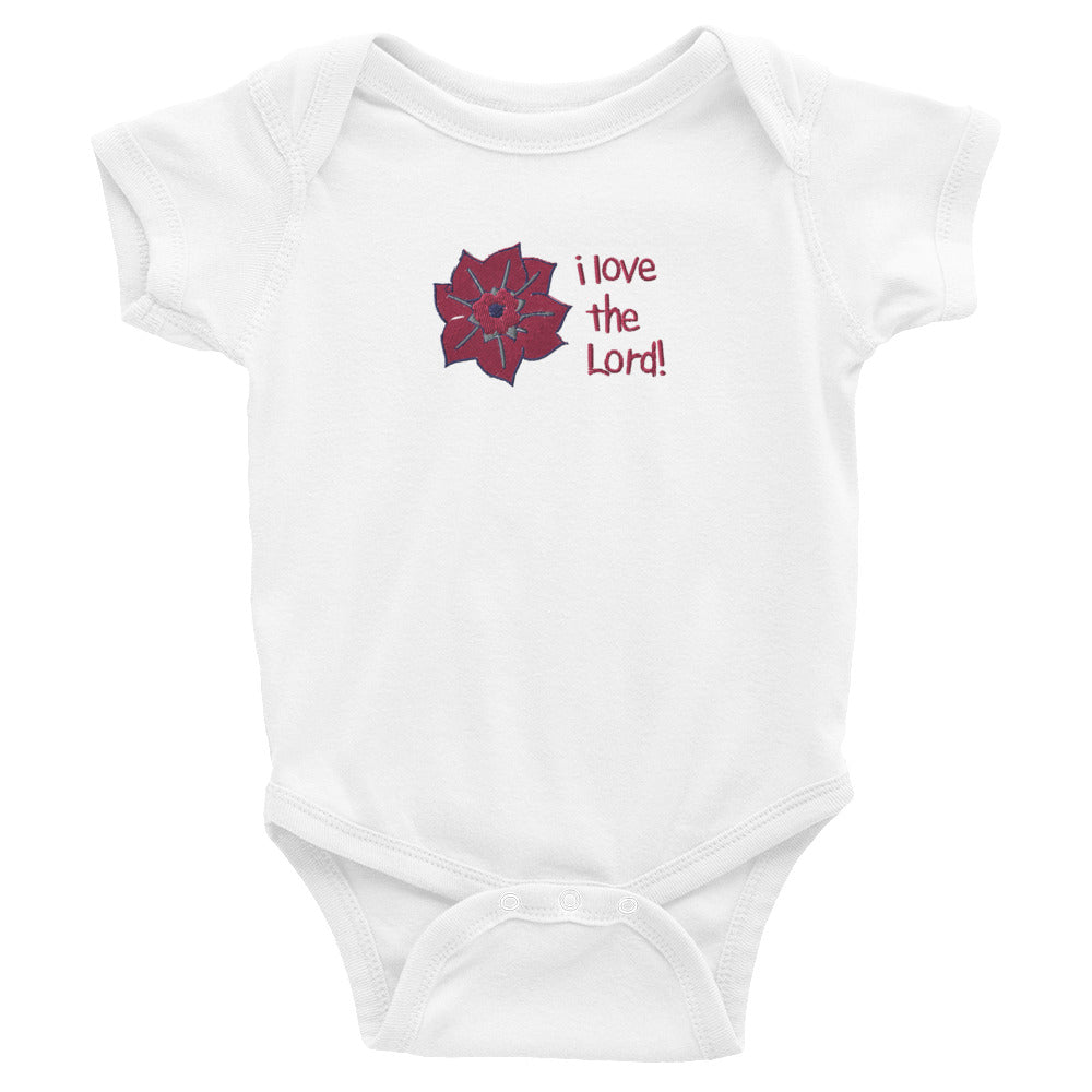 I Love the Lord (Flower) Embroidered Baby Bodysuit