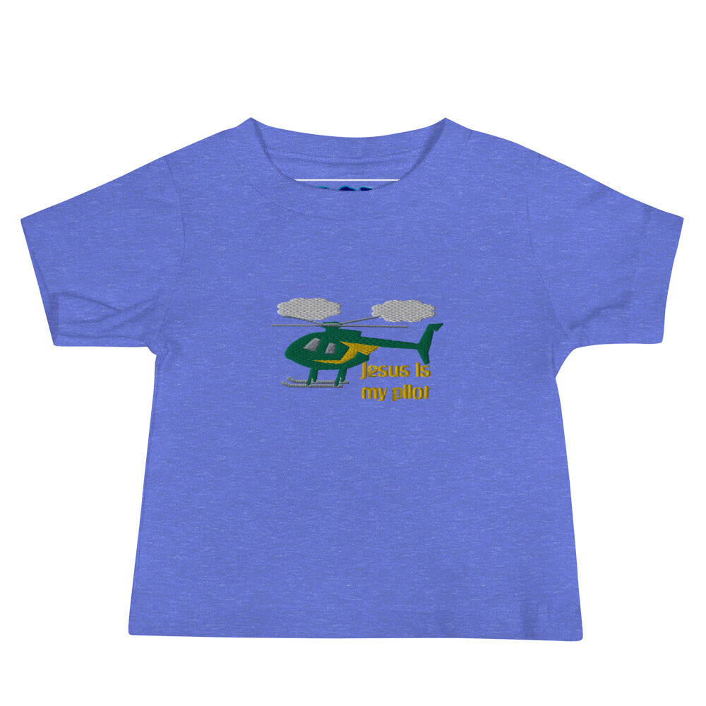 Jesus Is My Pilot (Helicopter) Embroidered Baby Tee