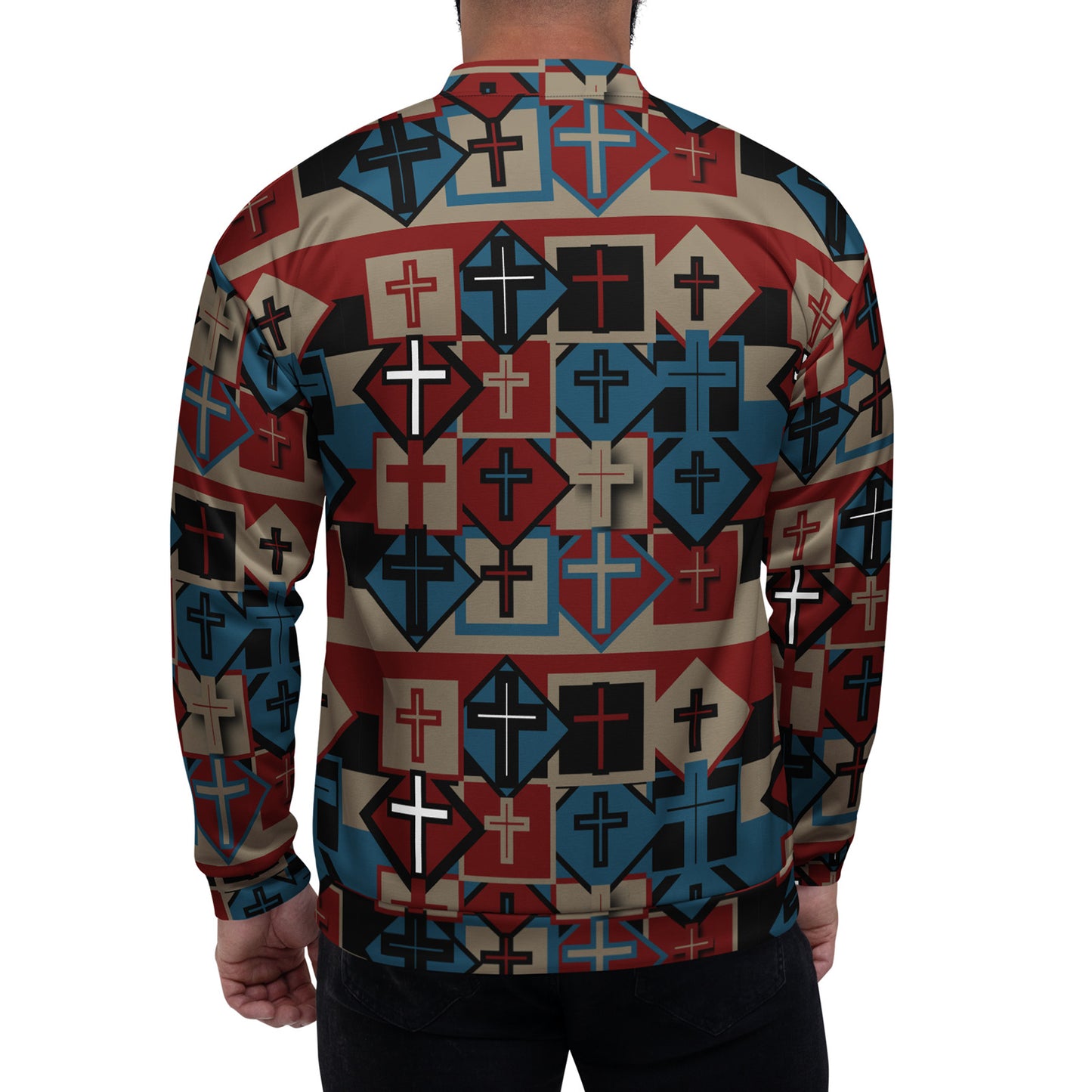 Geo Color Crosses Unisex Bomber Jacket