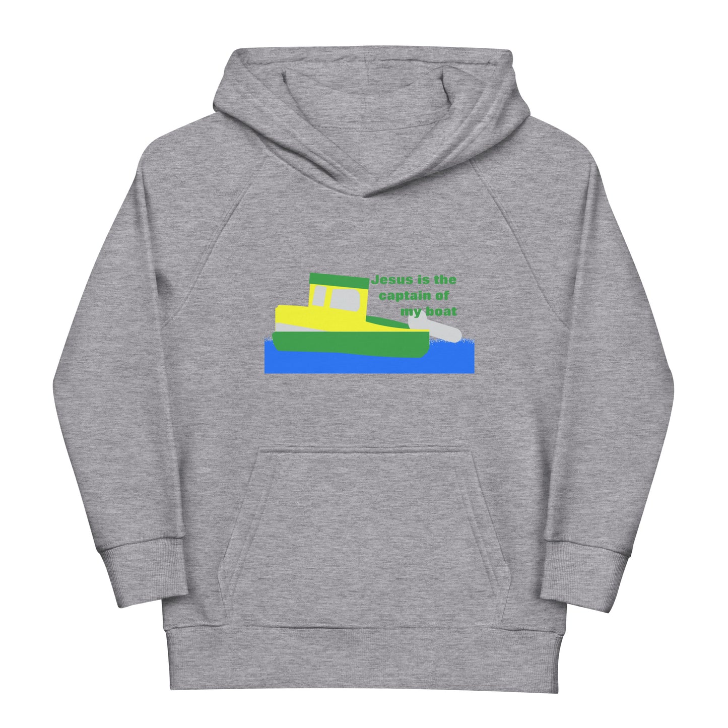 Jesus Is the Captain of My Boat (GY) Kids Eco Hoodie