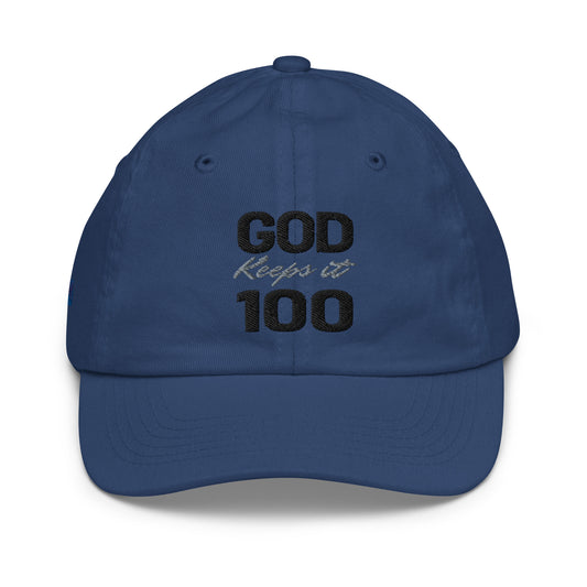 God Keeps it 100 Youth Baseball Cap
