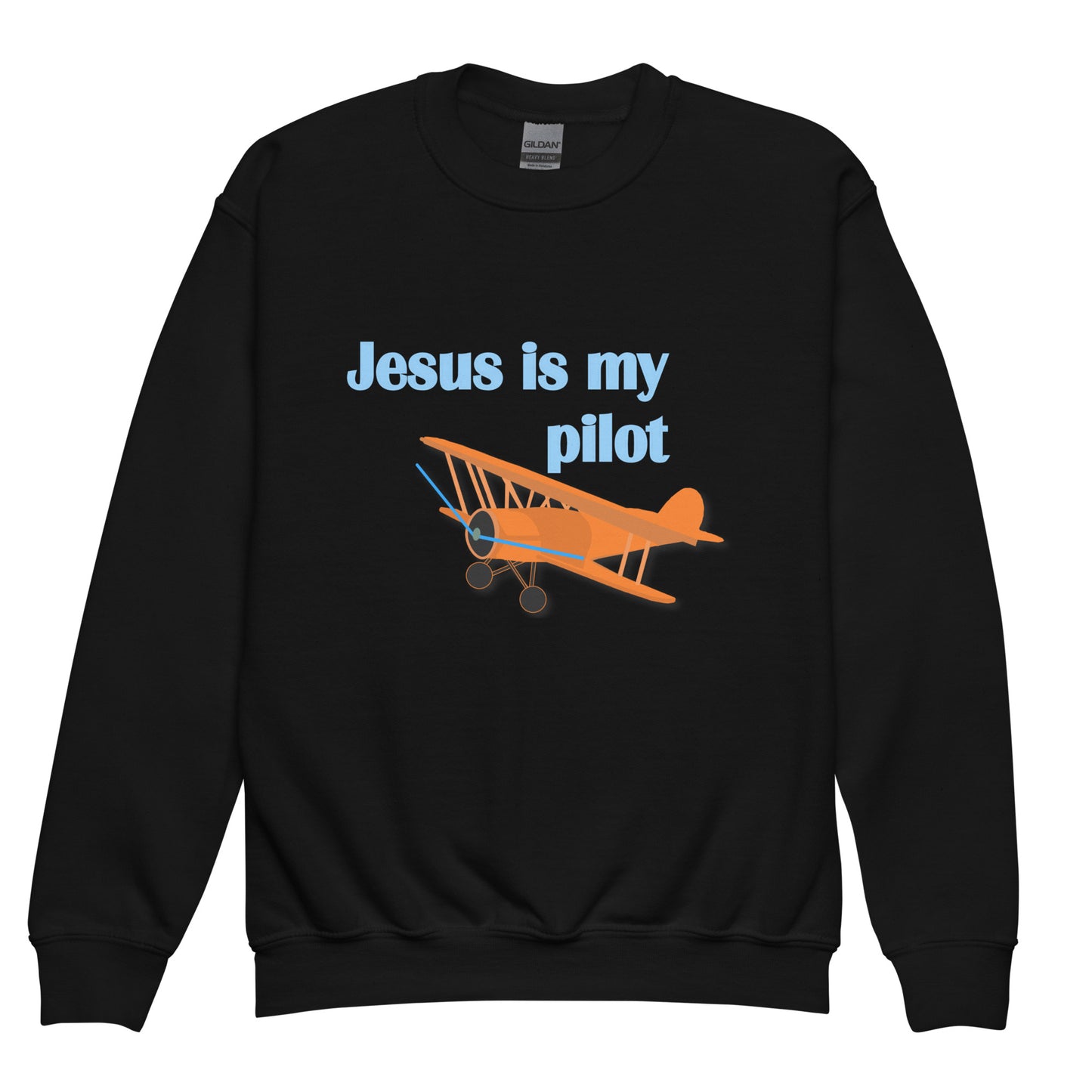 Jesus Is My Pilot (Biplane) Kids Sweatshirt