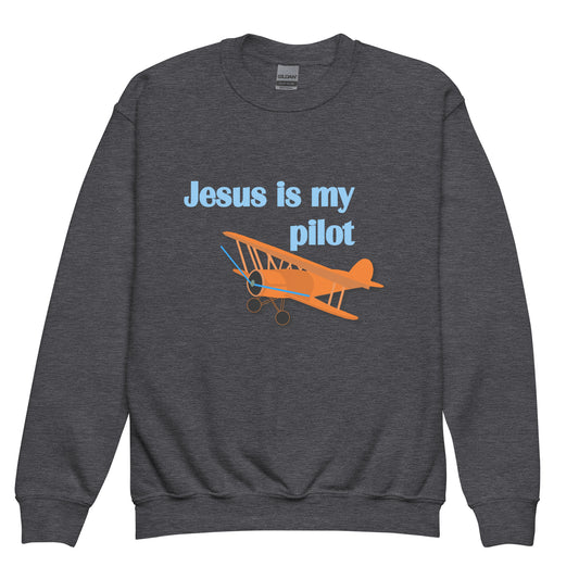 Jesus Is My Pilot (Biplane) Kids Sweatshirt