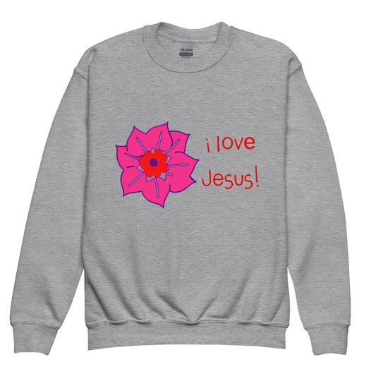 I Love Jesus (Flower) Kids Sweatshirt