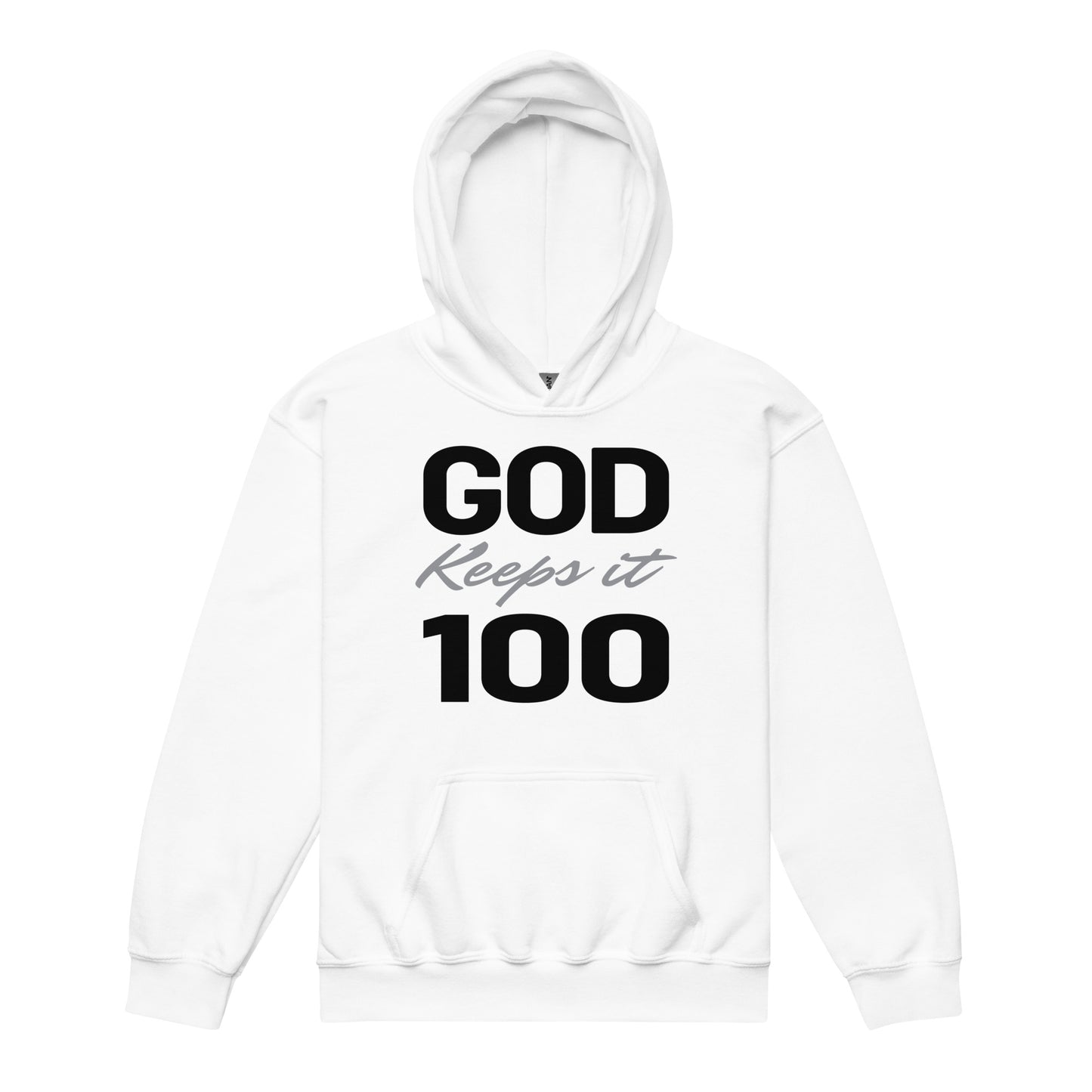 God Keeps it 100 Youth Heavyweight Hoodie
