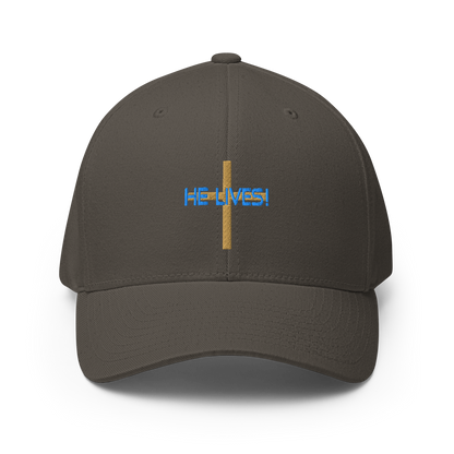 He Lives Fitted Cap
