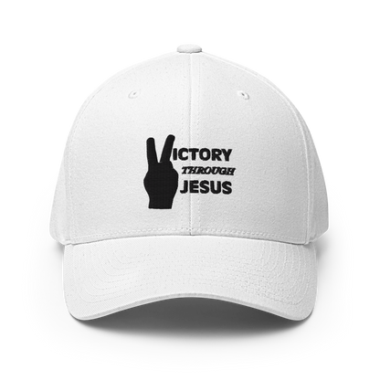 Victory through Jesus (black) Cap