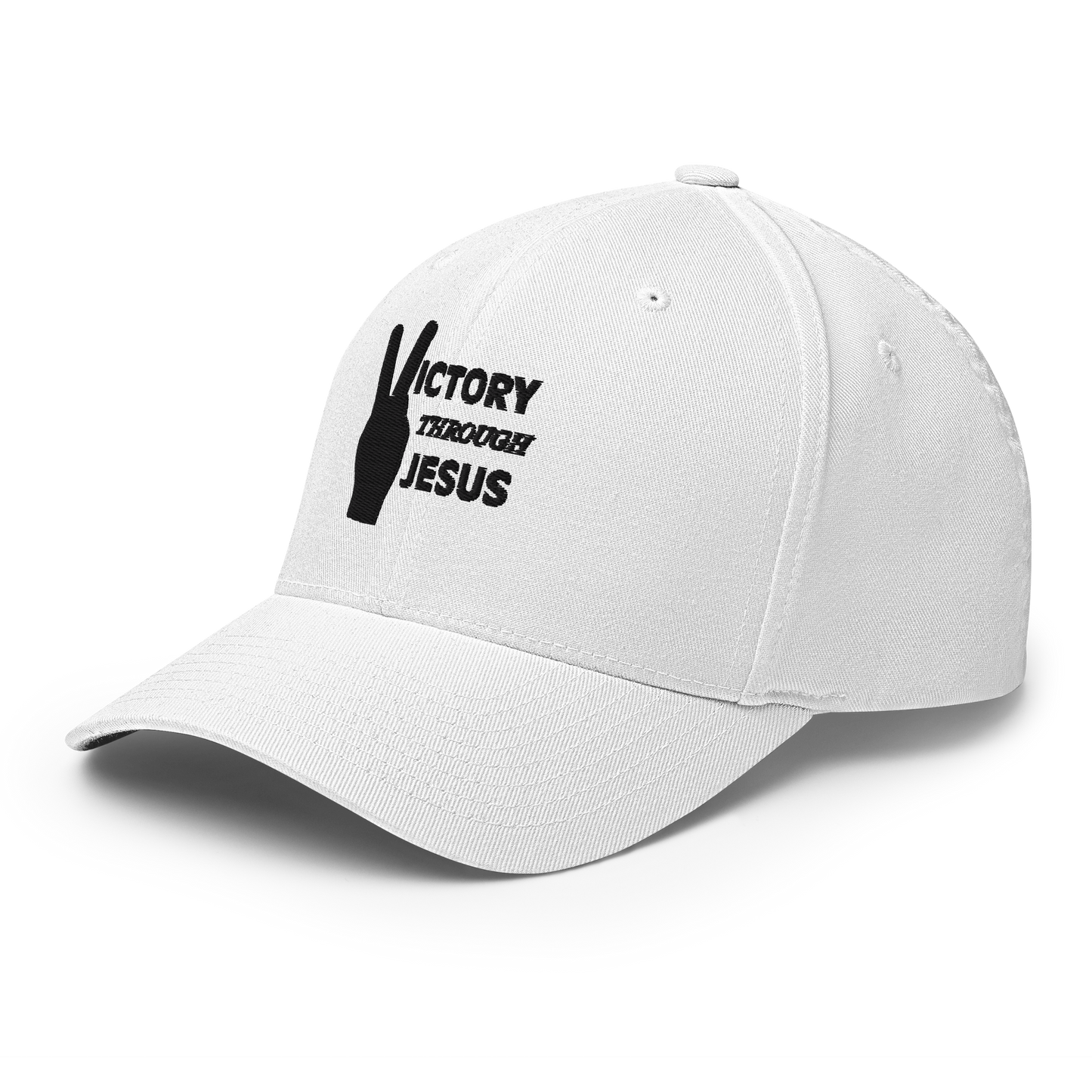 Victory through Jesus (black) Cap