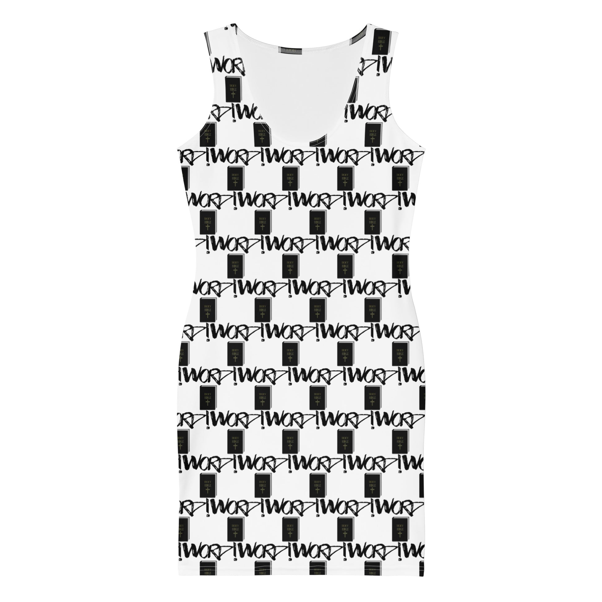 Graffiti Word White Bodycon Dress Bible School Merch Graffiti Word White Bodycon Dress Bible School Merch