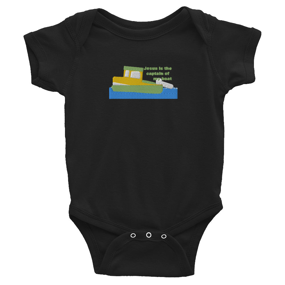 Jesus Is the Captain of My Boat Embroidered Infant One-Piece Outfit