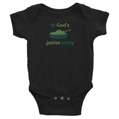 In God's Junior Army Embroidered Baby Bodysuit