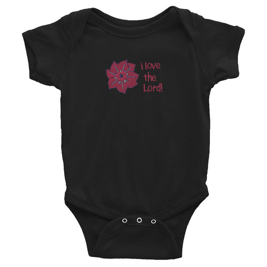 I Love the Lord (Flower) Embroidered Baby Bodysuit