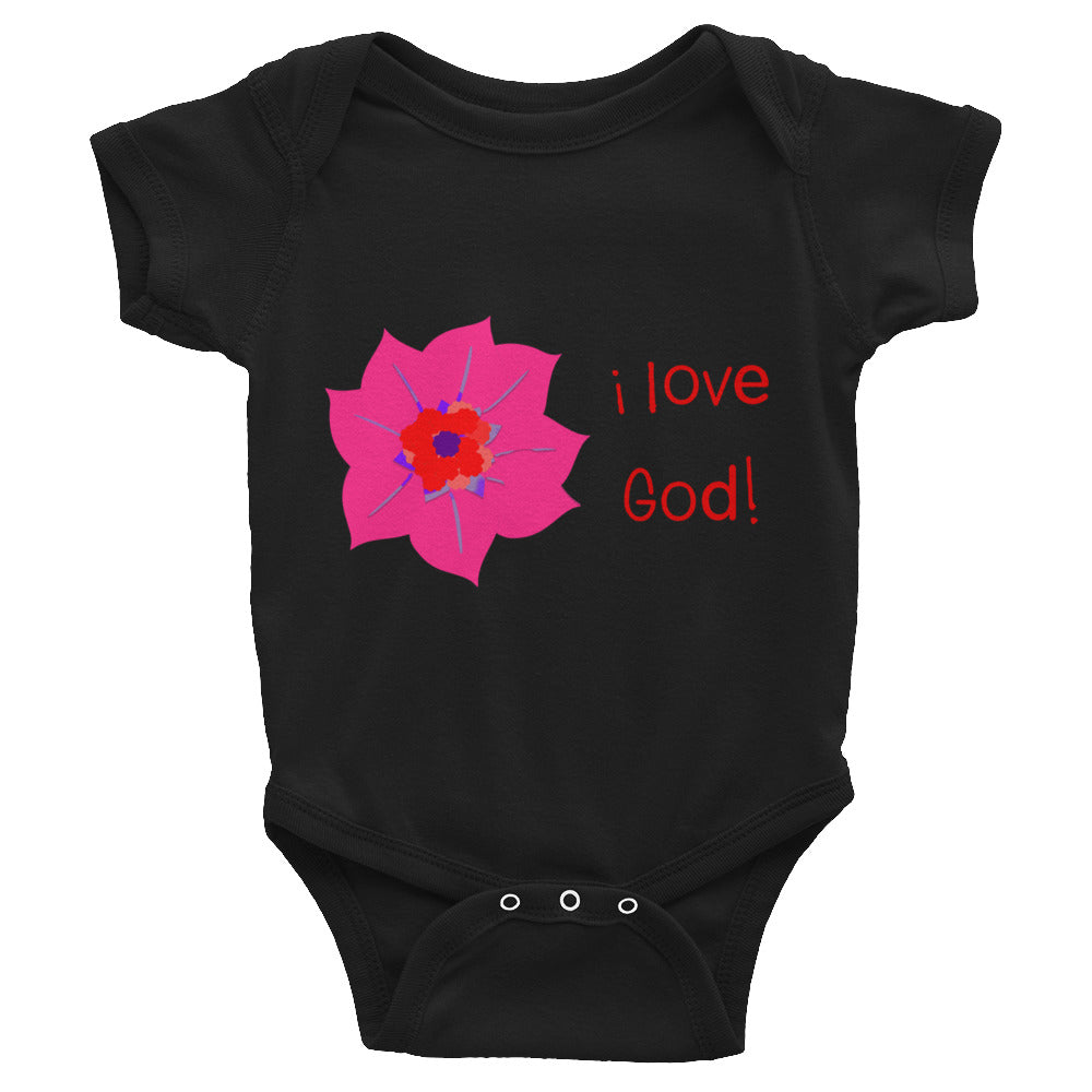 I Love God (Flower) Baby Bodysuit