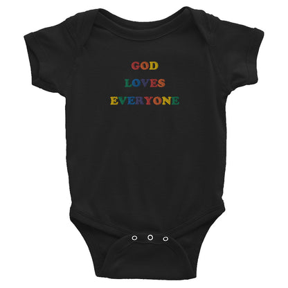 God Loves Everyone Embroidered Baby Bodysuit