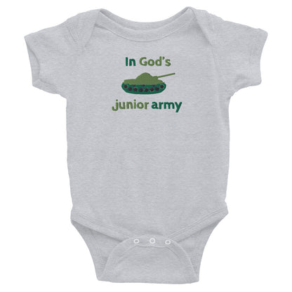 In God's Junior Army Embroidered Baby Bodysuit