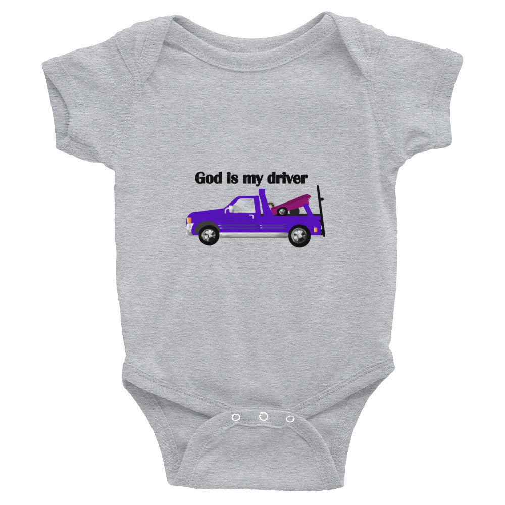 God Is My Driver Baby Bodysuit