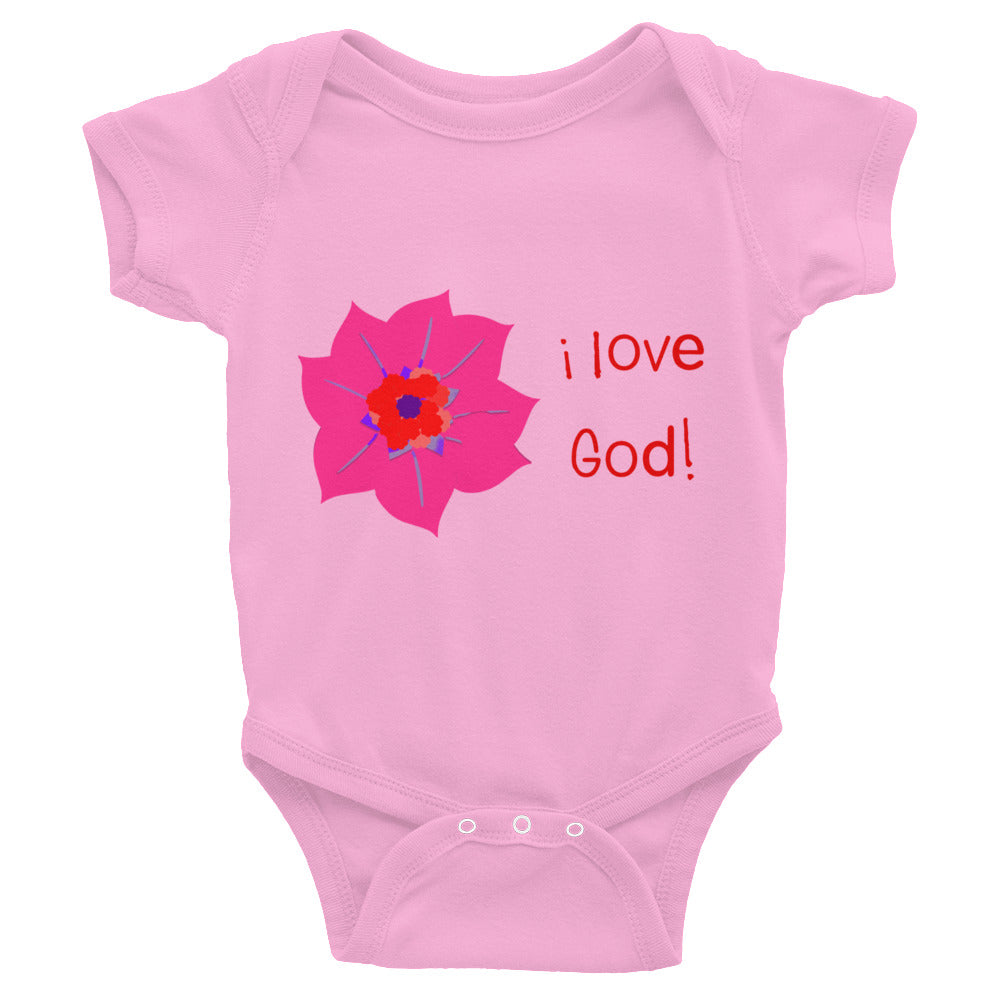 I Love God (Flower) Baby Bodysuit