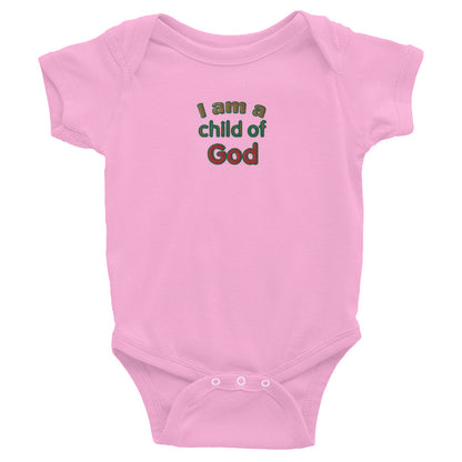 I Am a Child of God Embroidered Baby Bodysuit