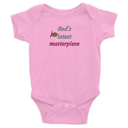 God's Latest Masterpiece Embroidered Baby Bodysuit