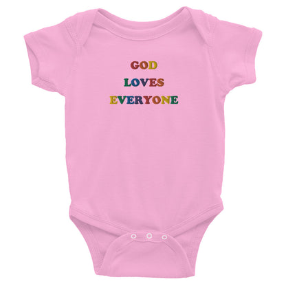 God Loves Everyone Embroidered Baby Bodysuit