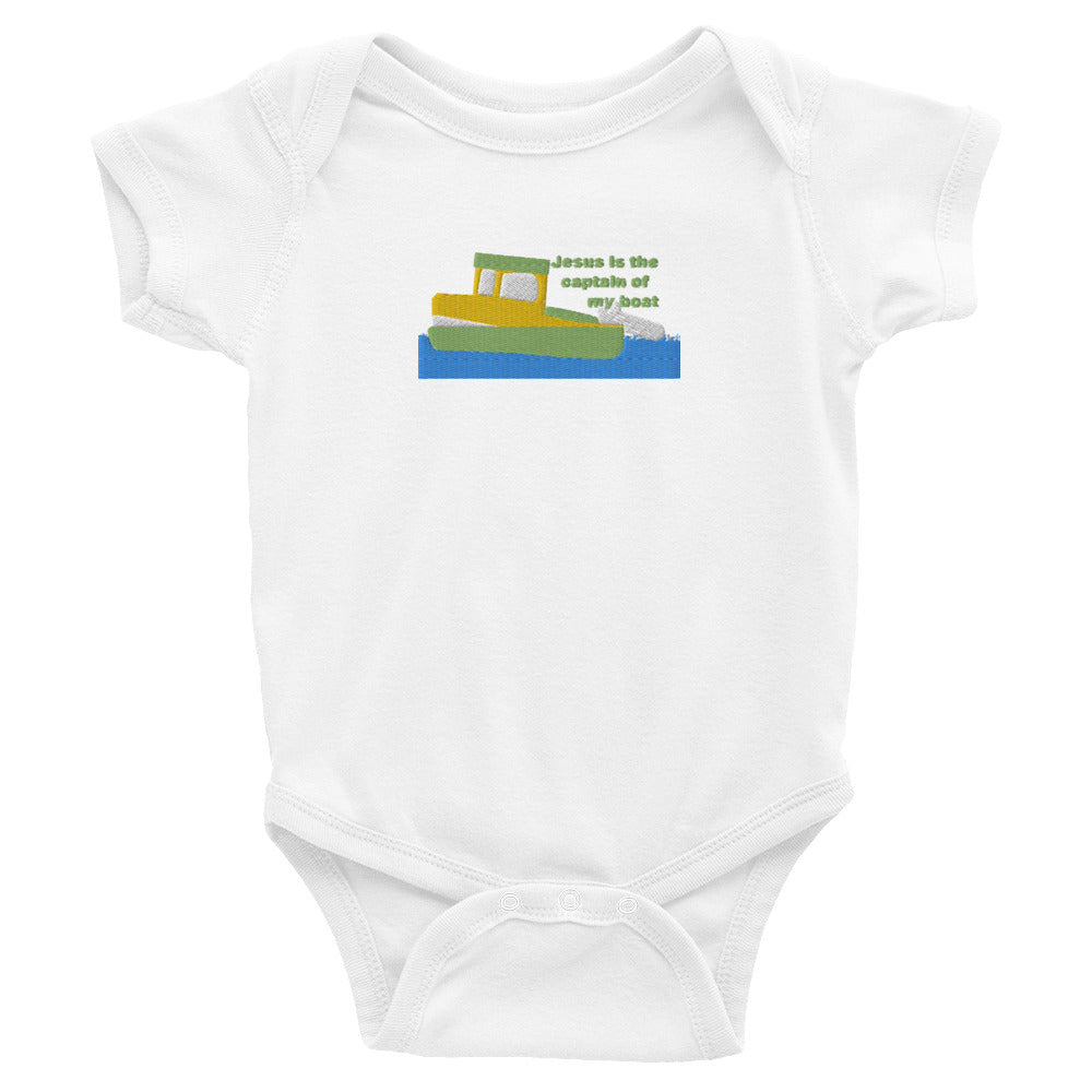 Jesus Is the Captain of My Boat Embroidered Infant One-Piece Outfit