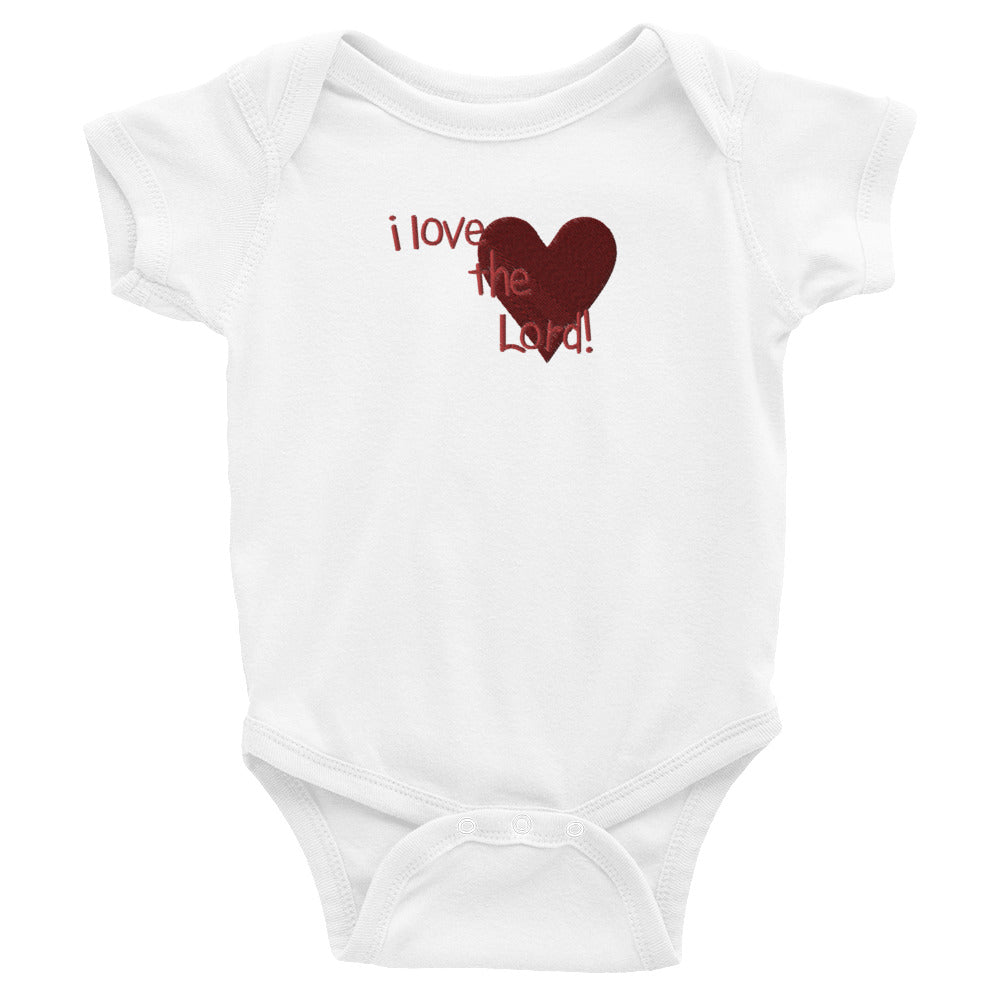 I Love the Lord (Heart) Embroidered Baby Bodysuit