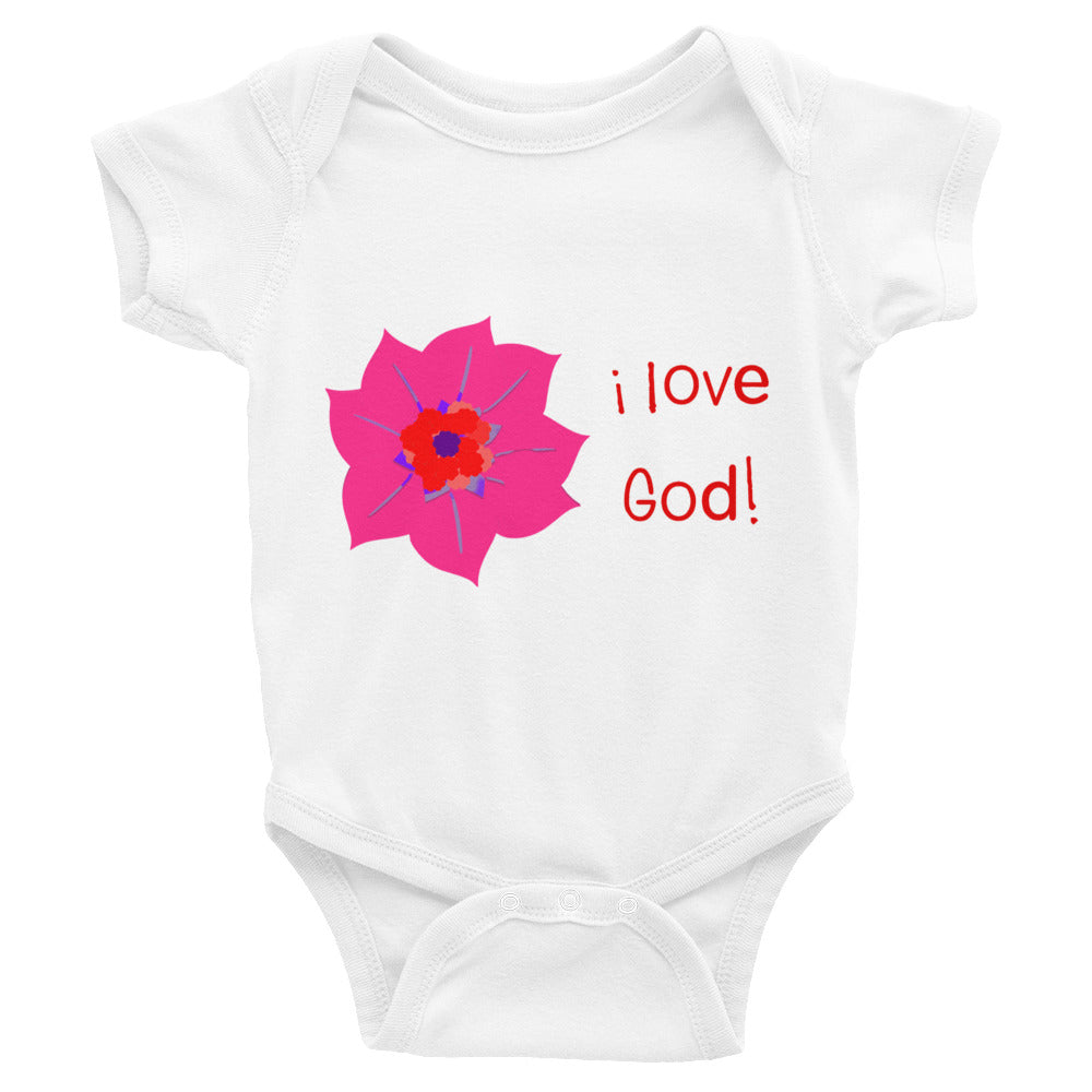 I Love God (Flower) Baby Bodysuit