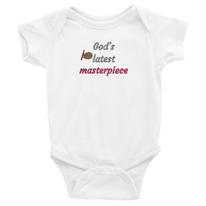 God's Latest Masterpiece Embroidered Baby Bodysuit