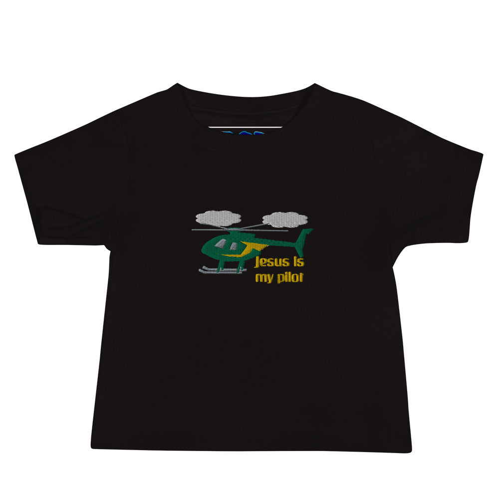 Jesus Is My Pilot (Helicopter) Embroidered Baby Tee