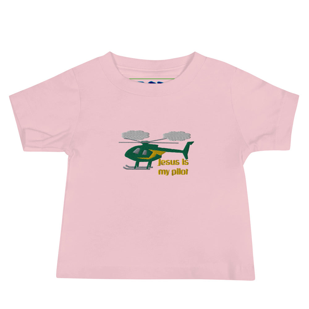 Jesus Is My Pilot (Helicopter) Embroidered Baby Tee