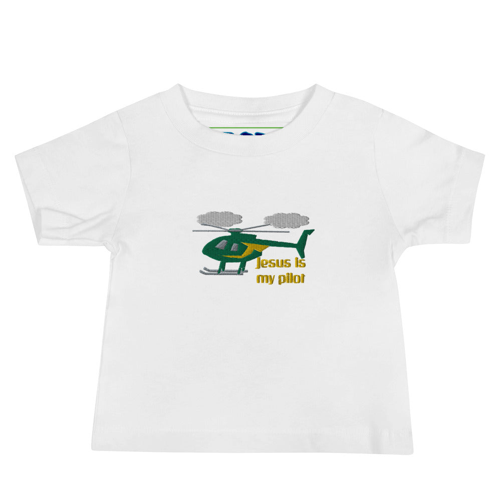 Jesus Is My Pilot (Helicopter) Embroidered Baby Tee