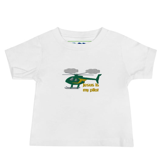 Jesus Is My Pilot (Helicopter) Embroidered Baby Tee