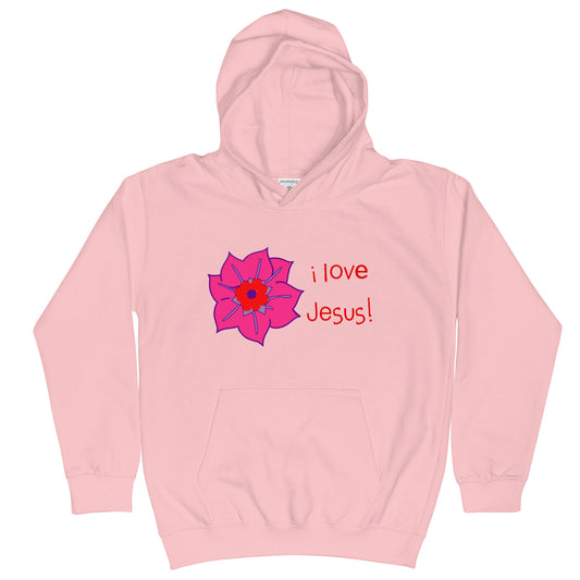 I Love Jesus (Flower) Kids Hoodie