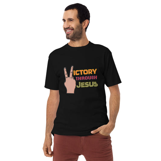 Victory through Jesus 2 Men’s Heavyweight Tee