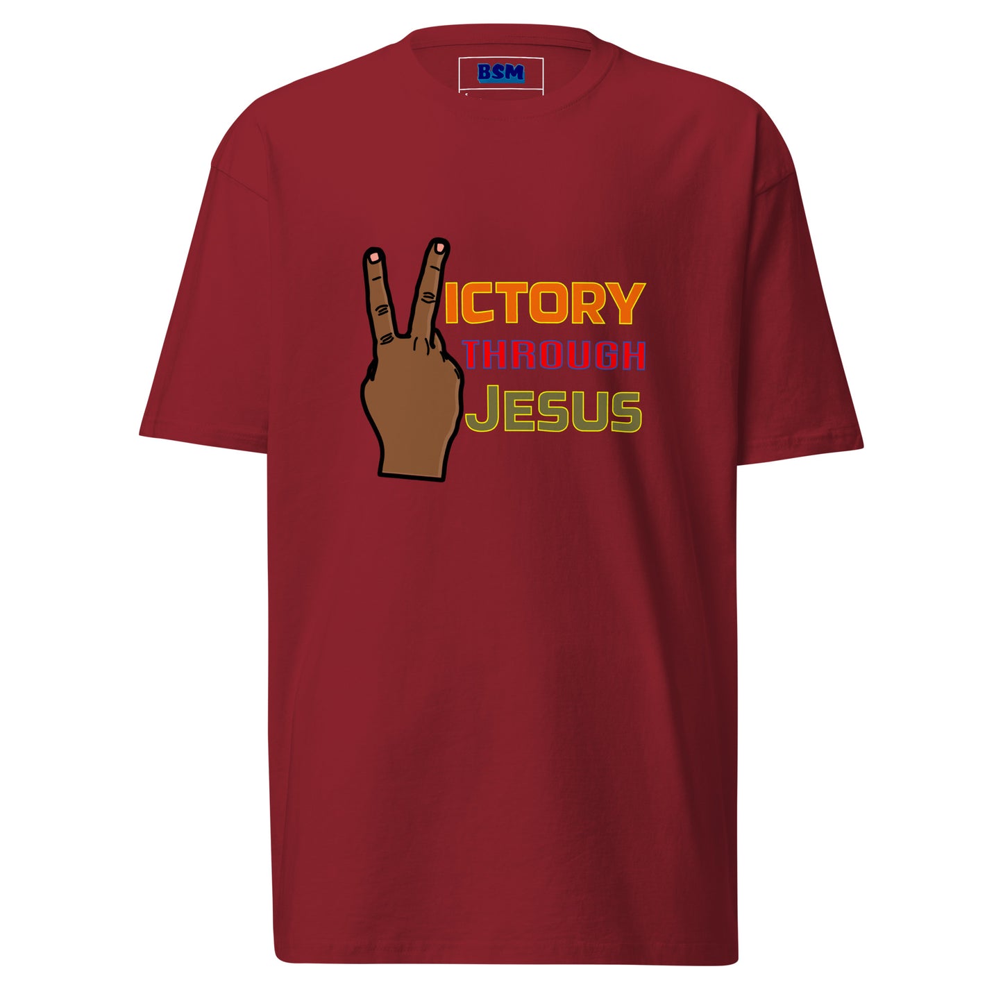 Victory through Jesus 1 Men’s Heavyweight Tee