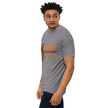 Victory through Jesus 1 Men’s Heavyweight Tee