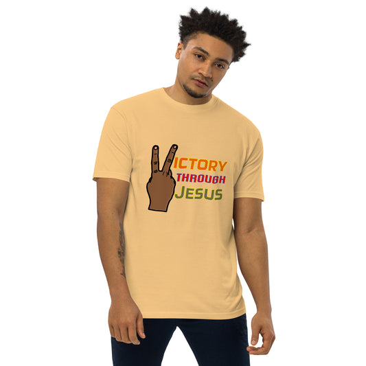 Victory through Jesus 1 Men’s Heavyweight Tee