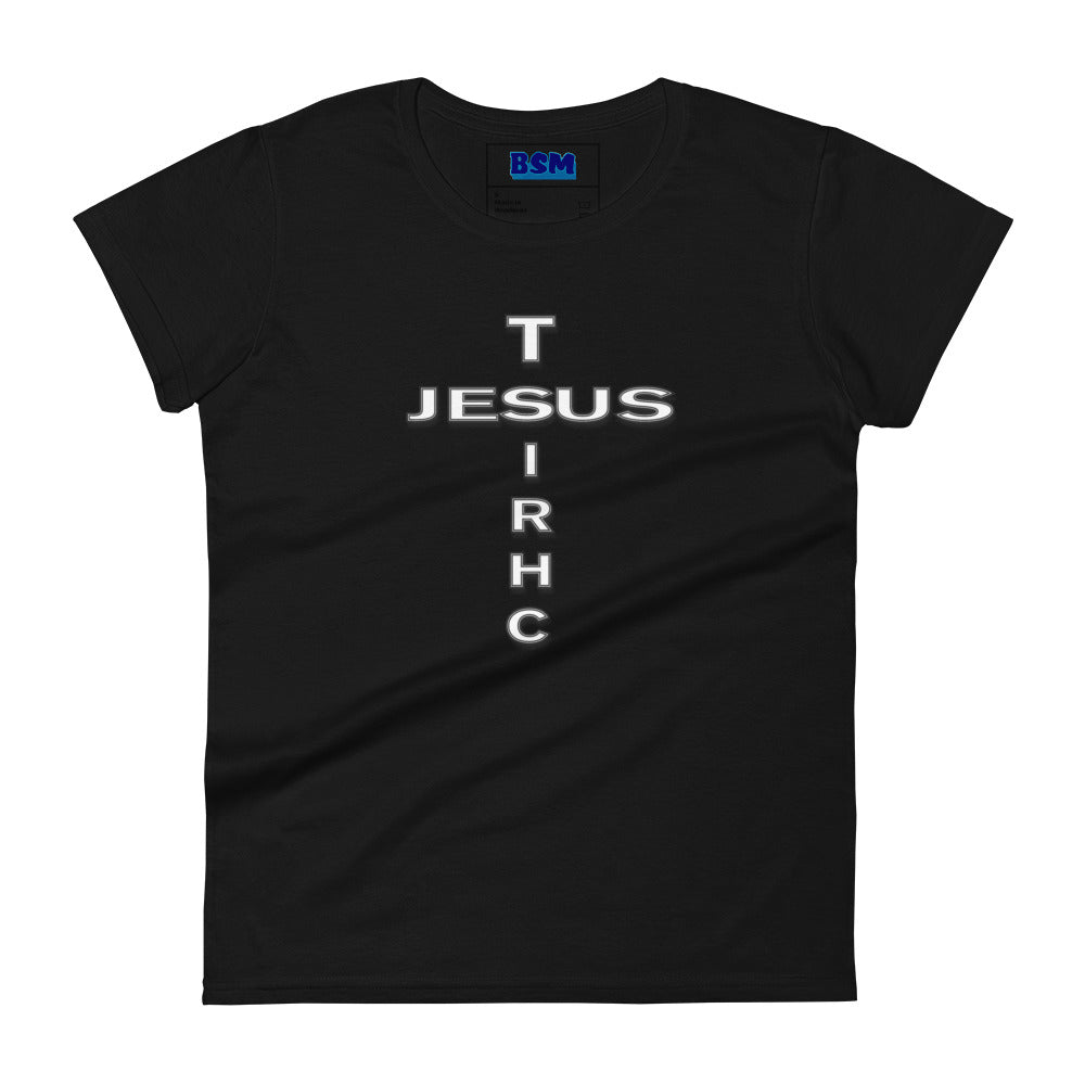 Jesus Christ Cross Women's 100% Cotton Semi-Fitted T-Shirt