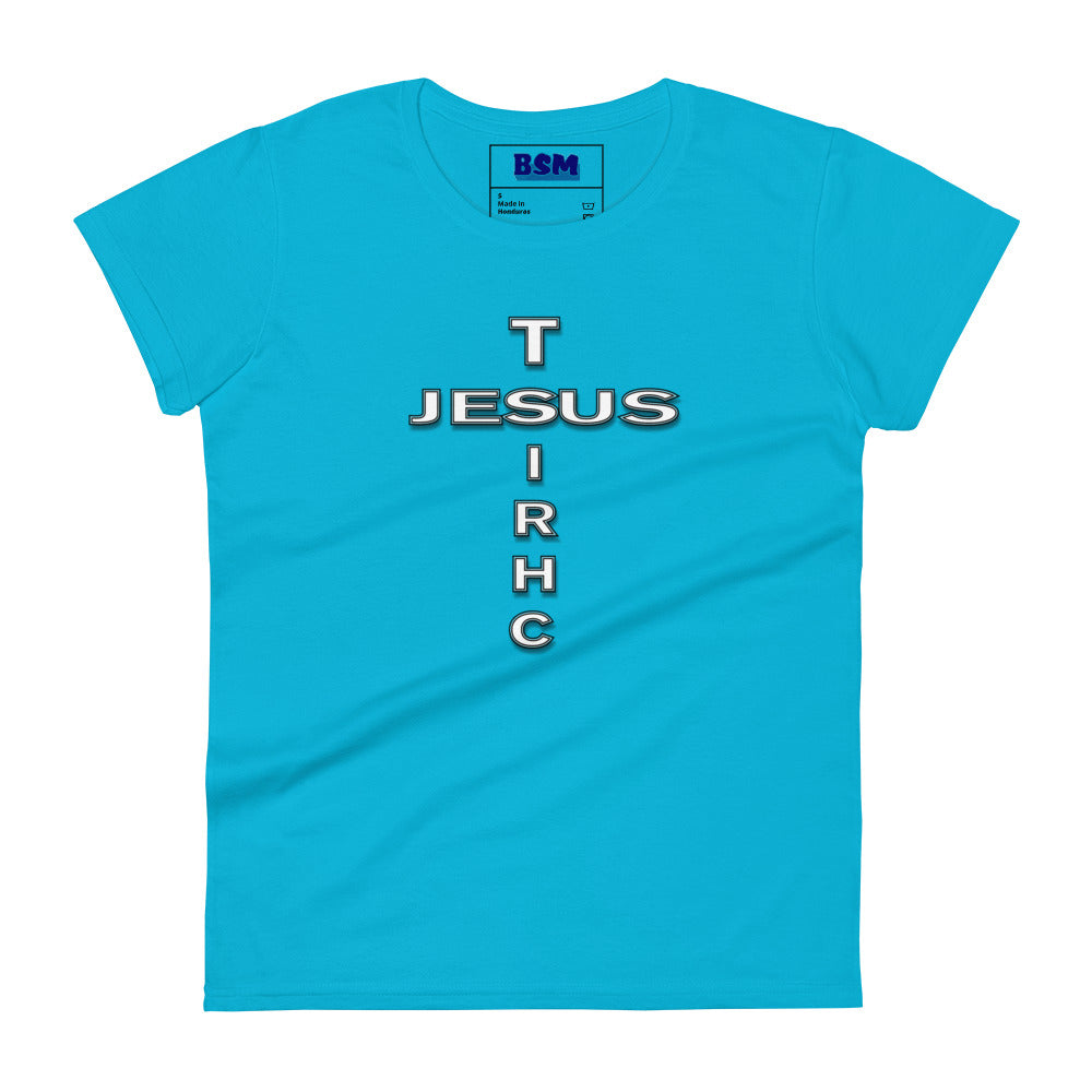 Jesus Christ Cross Women's 100% Cotton Semi-Fitted T-Shirt