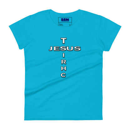 Jesus Christ Cross Women's 100% Cotton Semi-Fitted T-Shirt