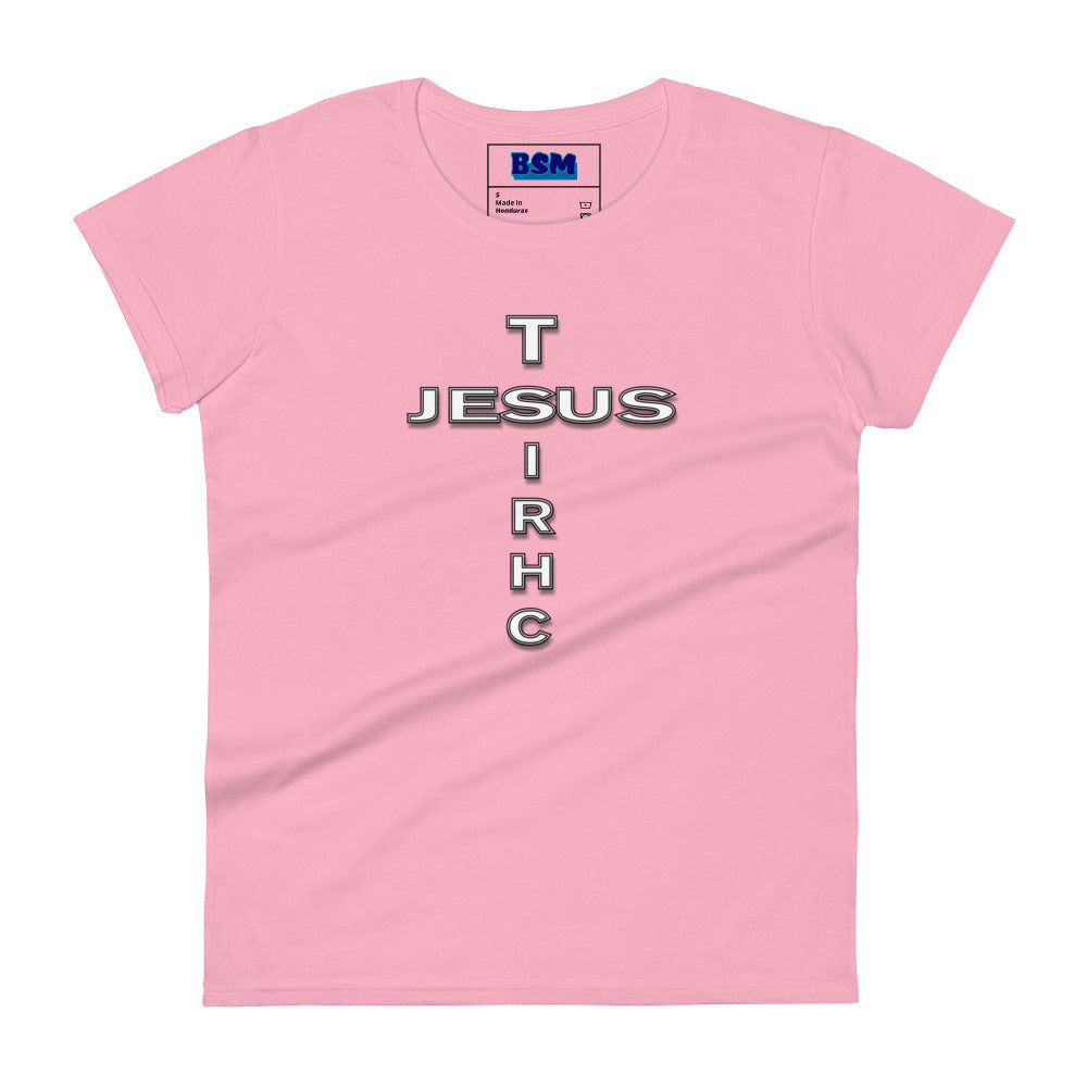 Jesus Christ Cross Women's 100% Cotton Semi-Fitted T-Shirt