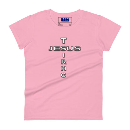 Jesus Christ Cross Women's 100% Cotton Semi-Fitted T-Shirt