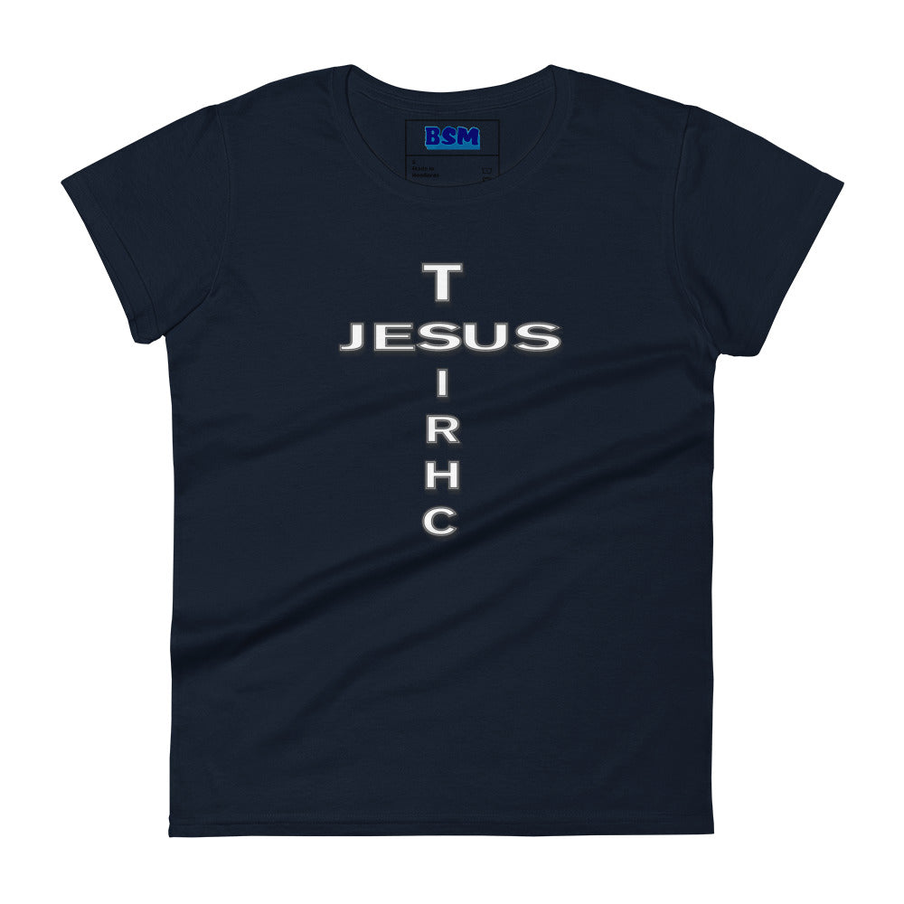 Jesus Christ Cross Women's 100% Cotton Semi-Fitted T-Shirt