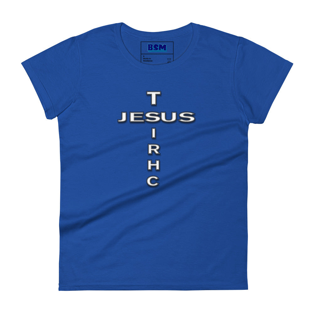 Jesus Christ Cross Women's 100% Cotton Semi-Fitted T-Shirt