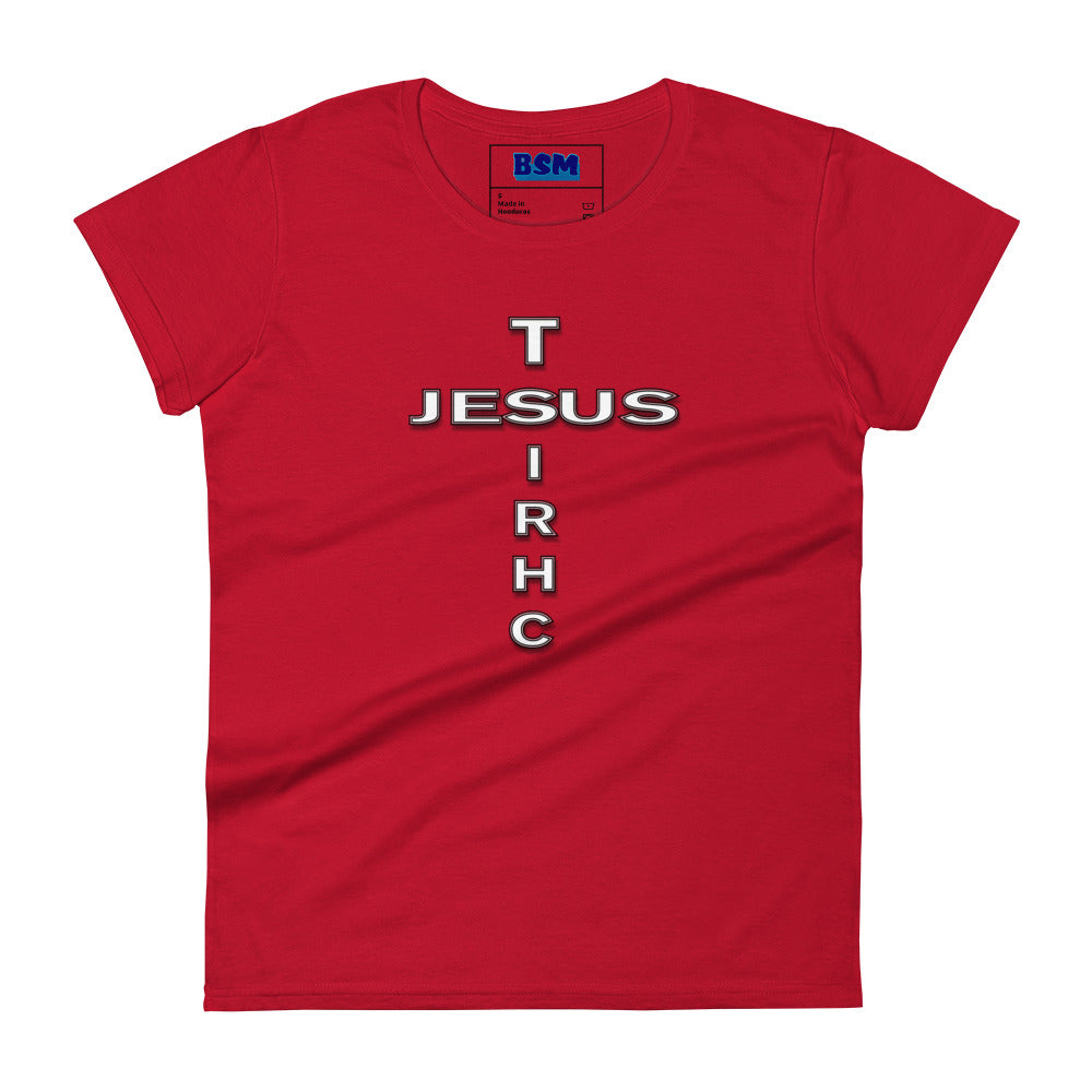 Jesus Christ Cross Women's 100% Cotton Semi-Fitted T-Shirt