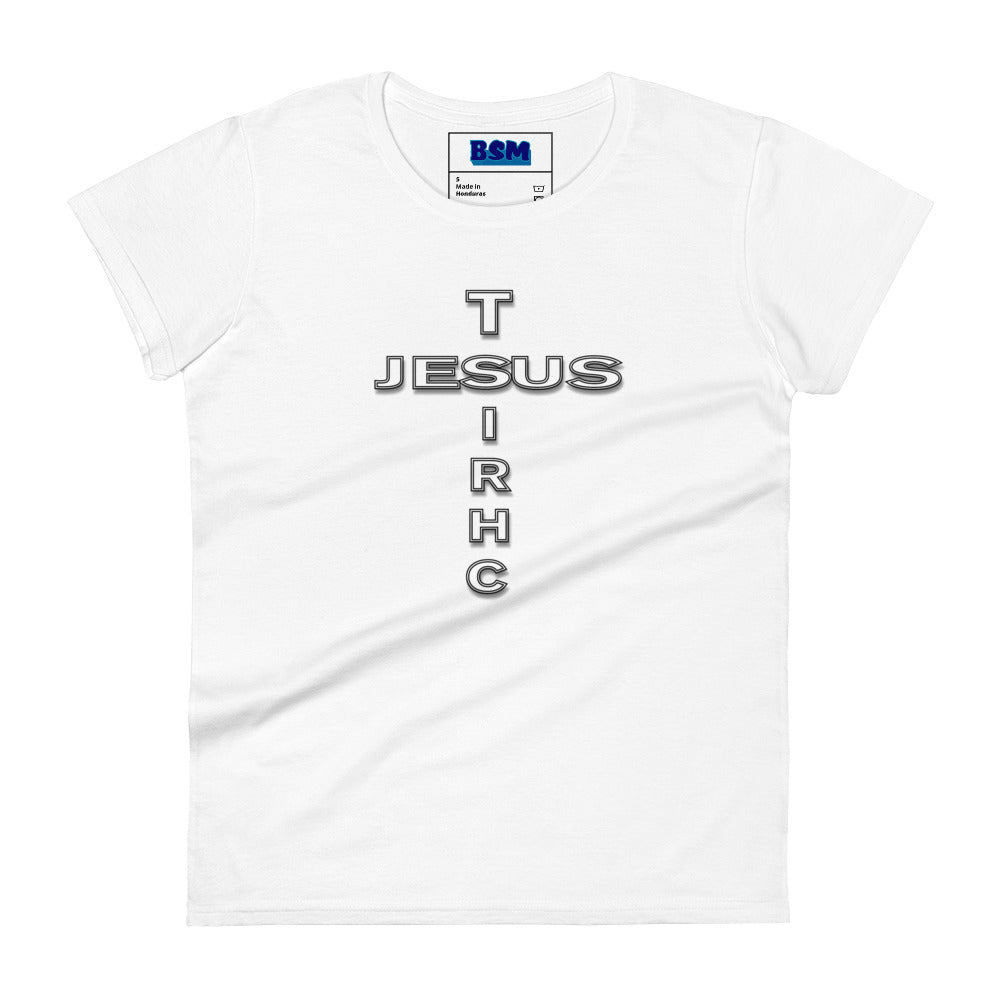 Jesus Christ Cross Women's 100% Cotton Semi-Fitted T-Shirt