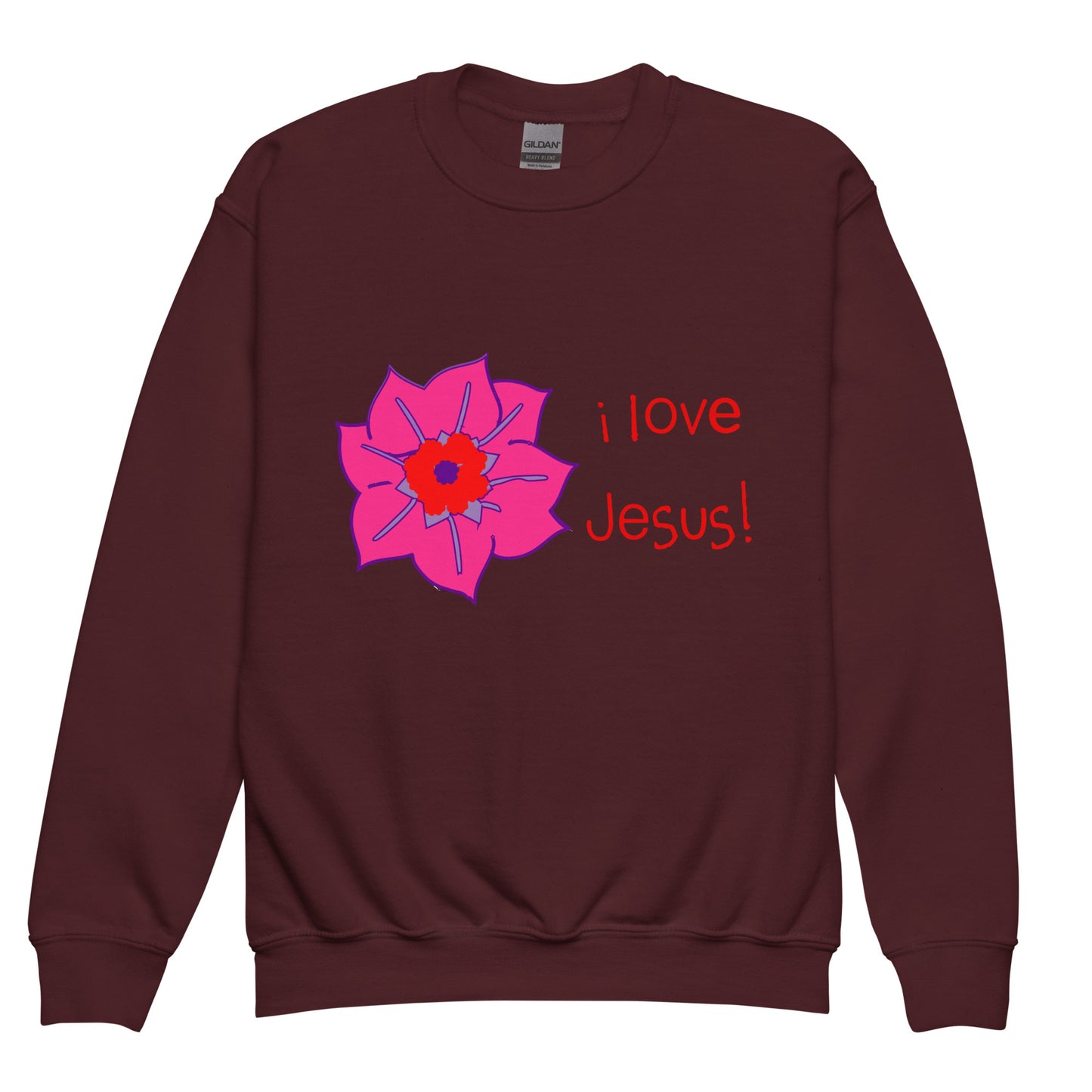 I Love Jesus (Flower) Kids Sweatshirt