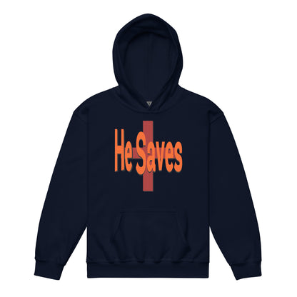 He Saves Youth Heavyweight Hoodie