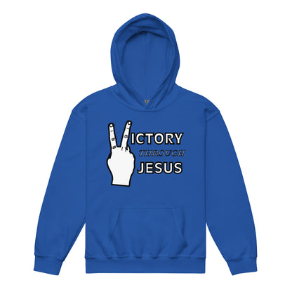 Victory through Jesus Christian Youth Heavyweight Hoodie